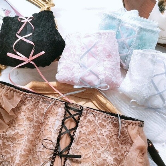 BLACK Plus size Lolita Kawaii Panties, Ruffle Lace Panties … - Picture 5 of 6